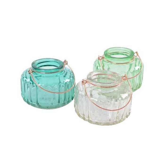 PORTA TEA LIGHT VETRO 3 COLORI